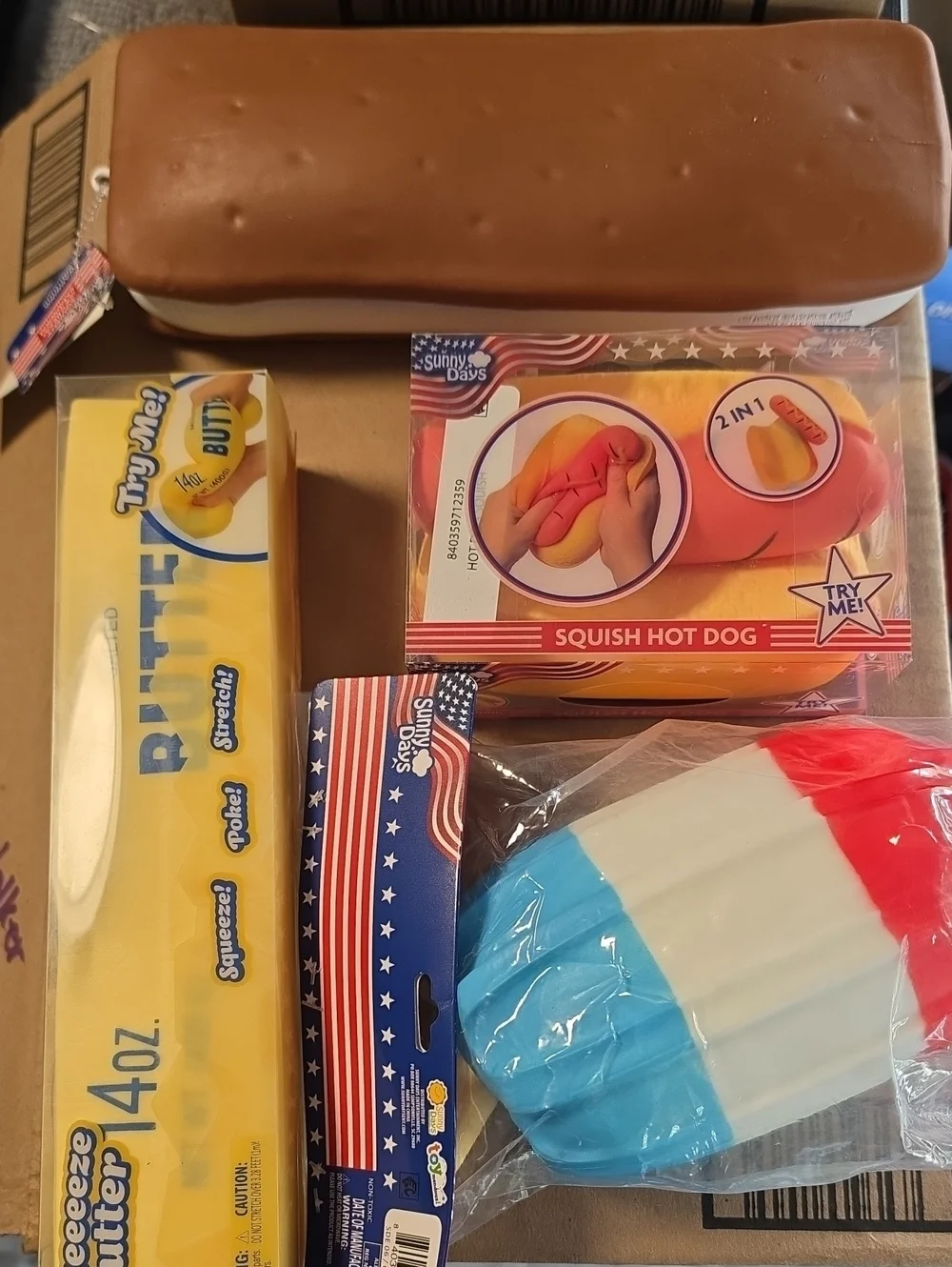 Red, White & Blue Squish Popsicle and Hot Dog Toy Set